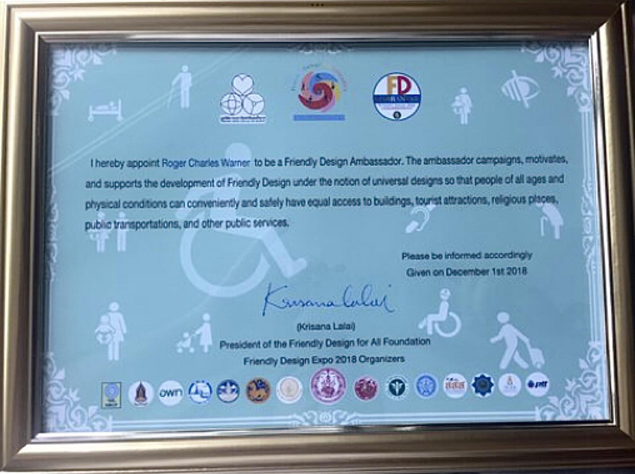 UK Ambassador for Thailand's Friendly Design Campaign Wheelchair Access